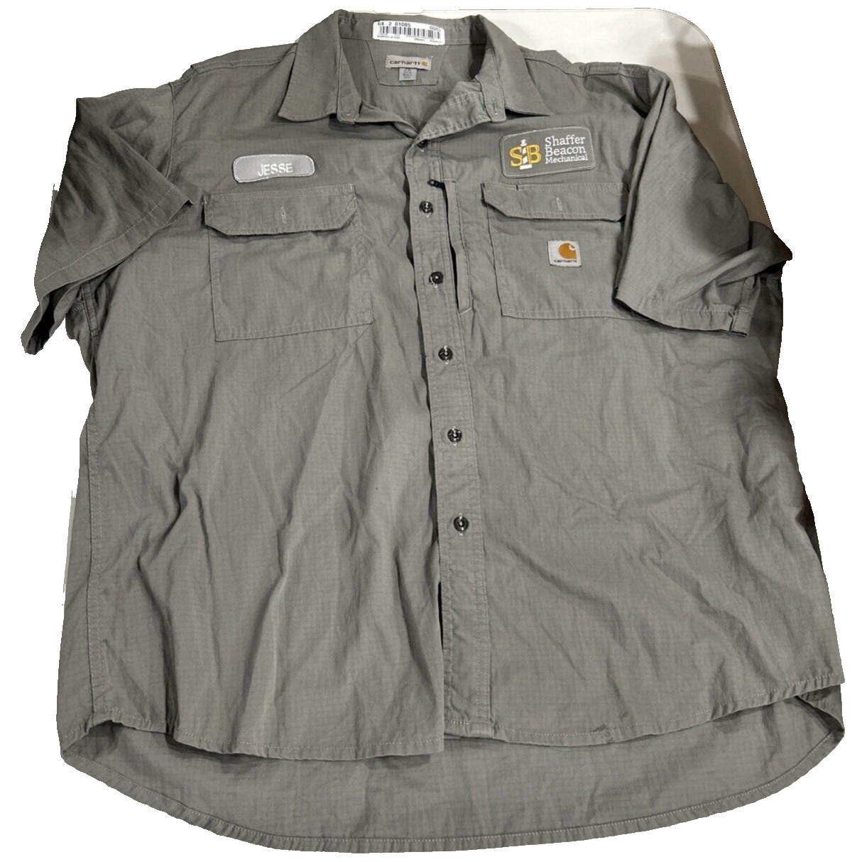 Carhartt Mens Shirt Button 2xl Grey Short Sleeve Doug Mechanic